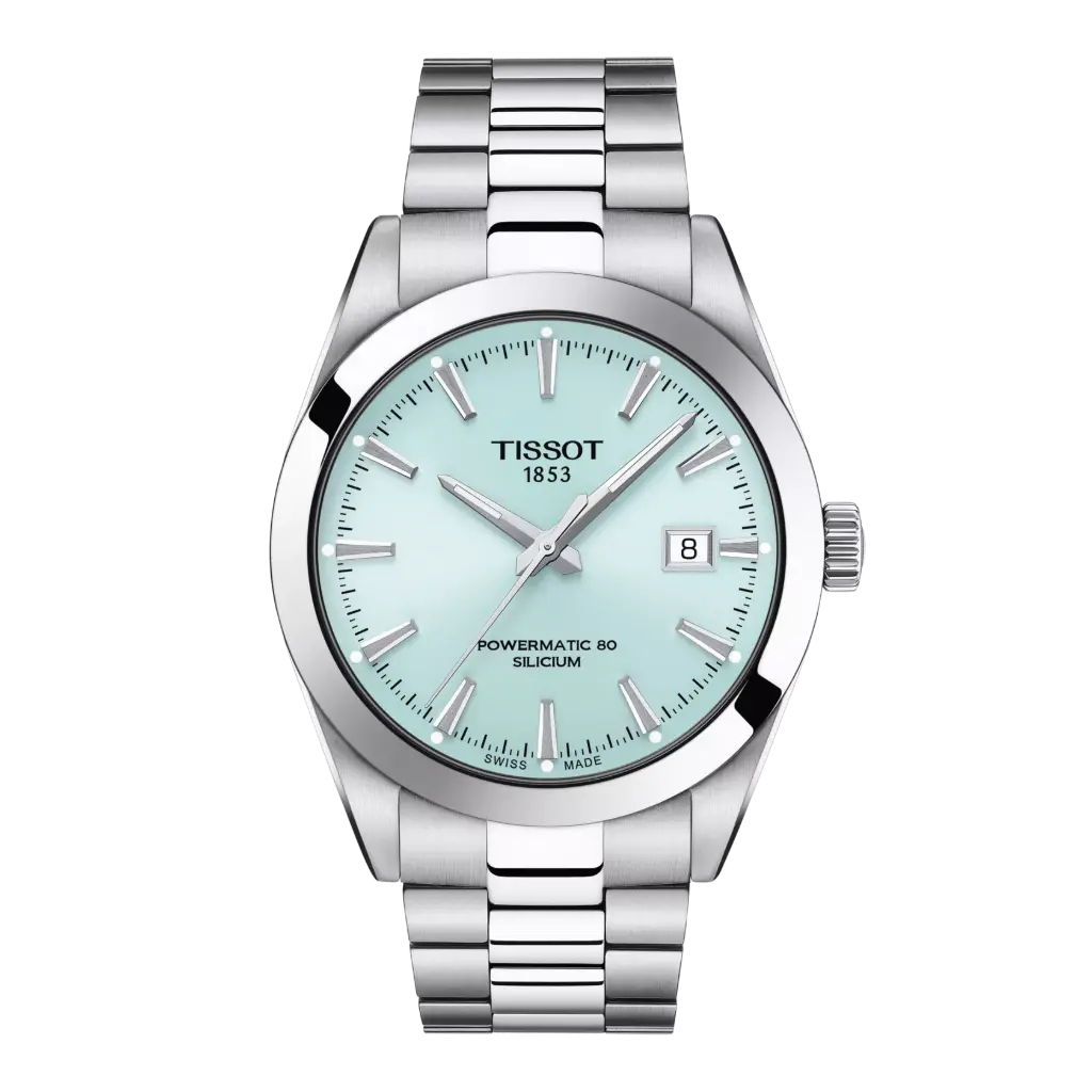 [T127.407.11.351.00] 40mm Powermatic 80 Automatic Ice Blue Dial Watch With A Stainless Steel Strap