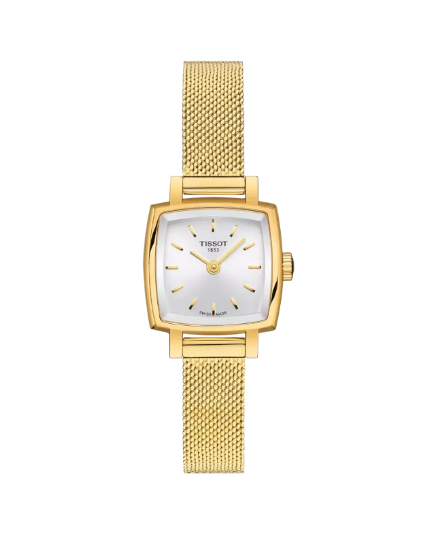 [T058.109.33.031.00] 20mm Lovely Square Silver Dial Gold Tone Watch With A Stainless Steel Strap