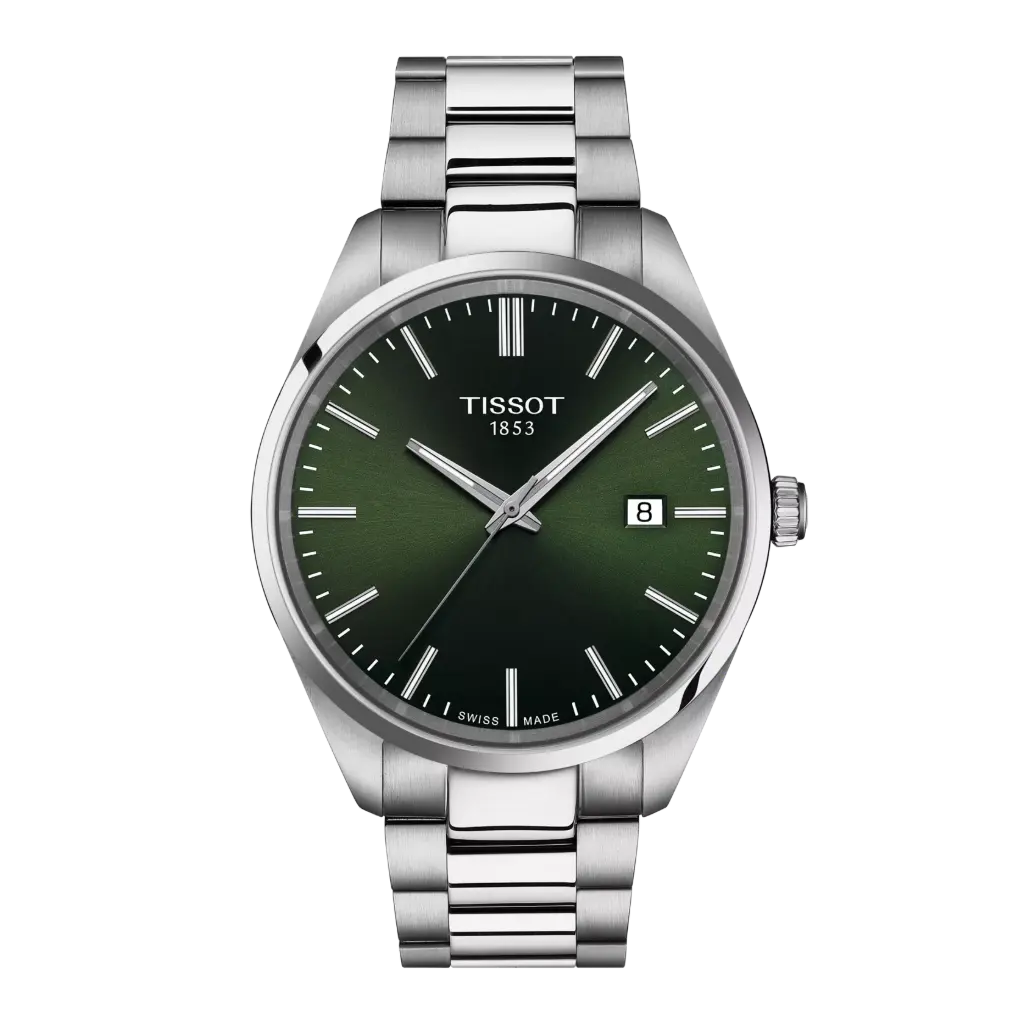 [T150.410.11.091.00] 40mm PR100 Green Dial Quartz Movement Watch With A Stainless Steel Strap