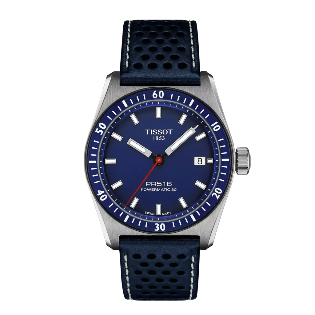 [T149.407.16.041.00] 38mm PR516 Blue Dial Automatic Watch With A Rubber Strap