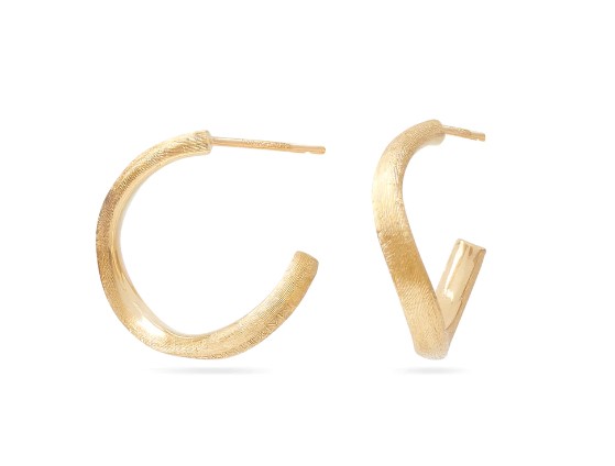[OB1469 Y 02] 18Kt Yellow Gold Jaipur Textured Hoop Earrings