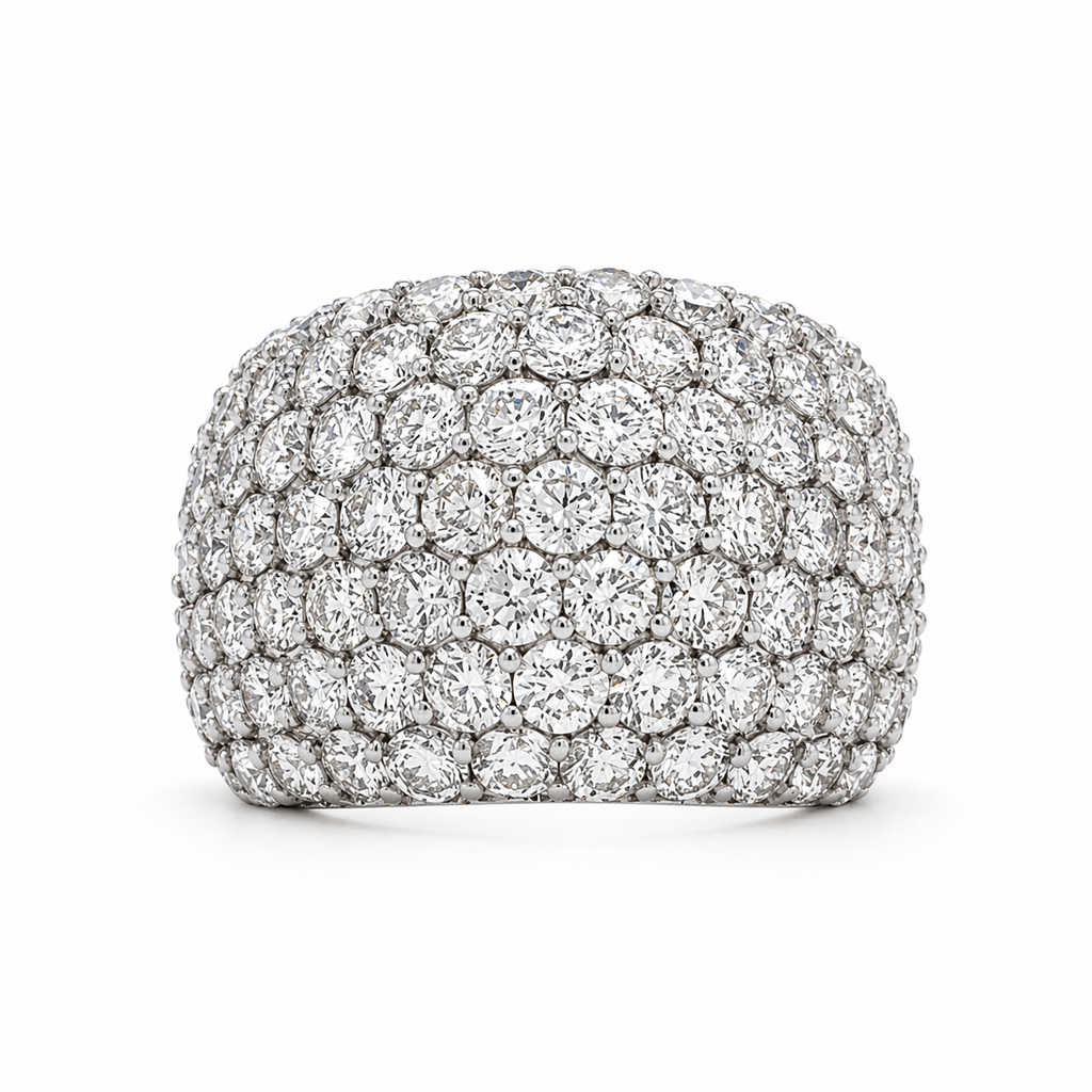 [R74729.2] Platinum Pave Dome Ring With (89) Round Diamonds Weighing 5.00cttw