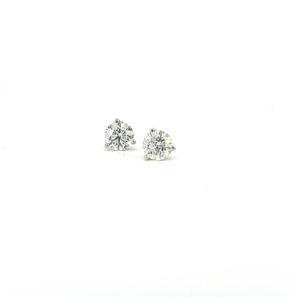 Round Brilliant Cut Diamond Studs 1.60cttw F/SI1 GIA1508983906 GIA7511125974 14Kt White Gold Martini Set Pushbacks