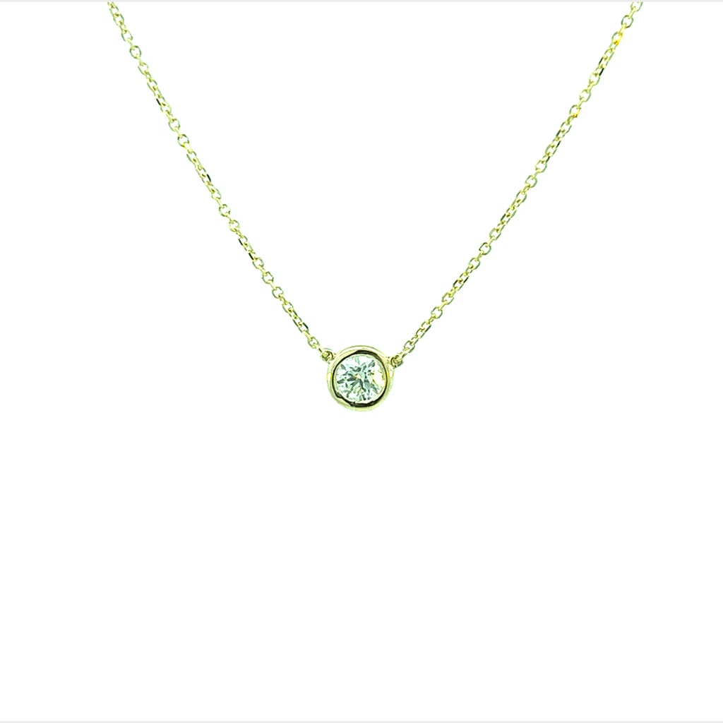 [C10-40-Y_420] 14Kt Yellow Gold Solitaire Necklace With A Round Diamond Weighing 0.40ct
