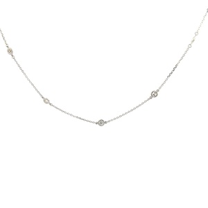 [C1-90-W_454] 14Kt White Gold Diamond By The Inch Necklace With (12) Round Diamonds Weighing 0.90cttw