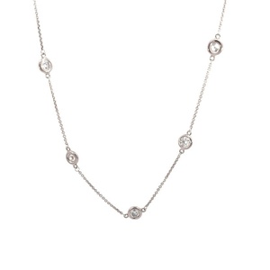 14Kt White Gold Diamond By The Inch Necklace With (12) Round Diamonds Weighing 2.57cttw