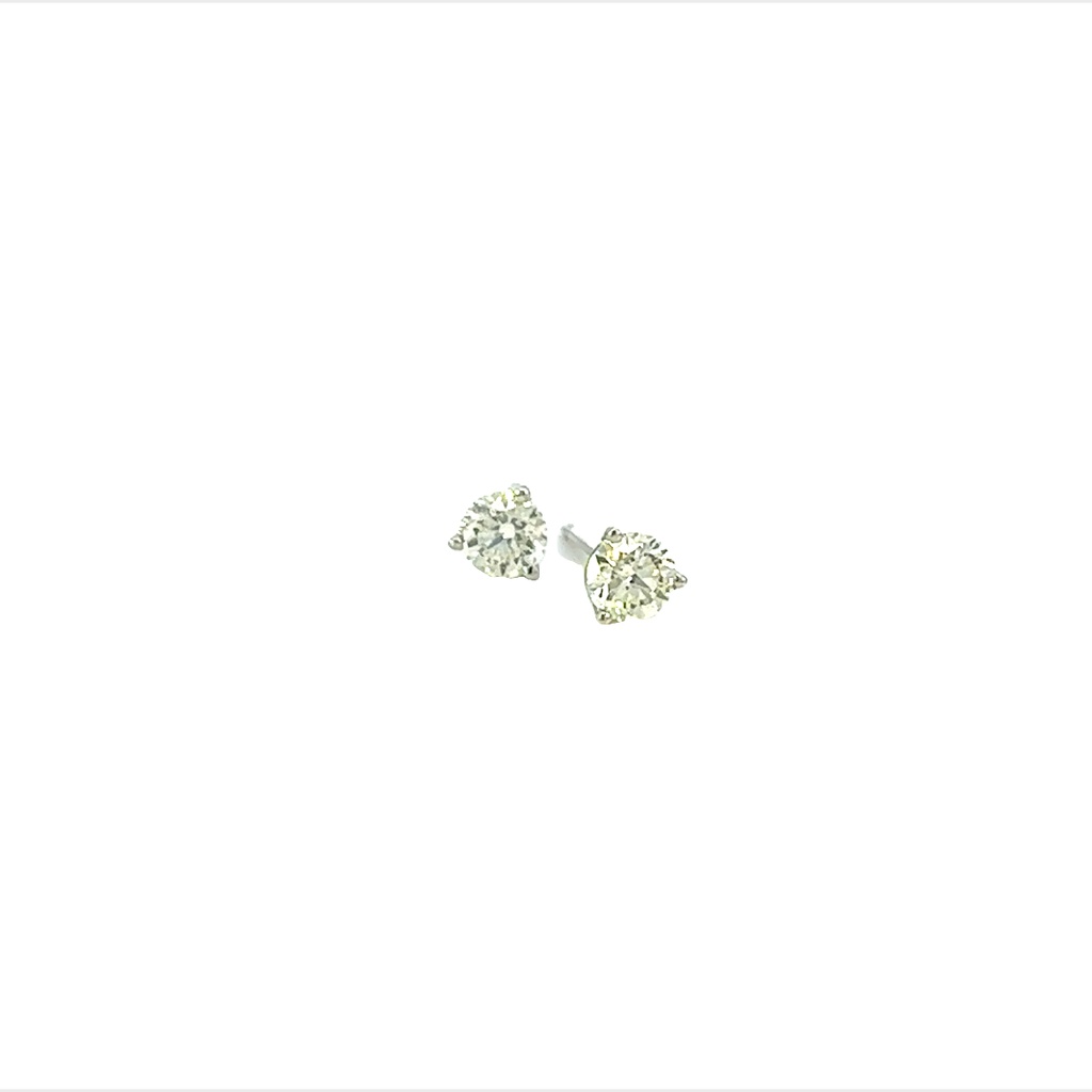 [E001-50 ER1502] Round Brilliant Cut Diamond Studs 0.47cttw G/SI1 14Kt White Gold Martini Pushbacks 