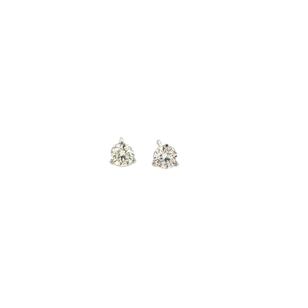 [E001-70_727] Round Brilliant Cut Diamond Studs 0.76cttw G/SI1 14Kt White Gold Martini Set Pushbacks 