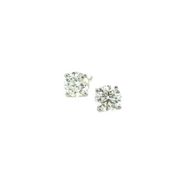 [E022-80 ER1280] Round Brilliant Cut Diamond Studs 0.81cttw G/I1 14Kt White Gold Basket Set Pushbacks 
