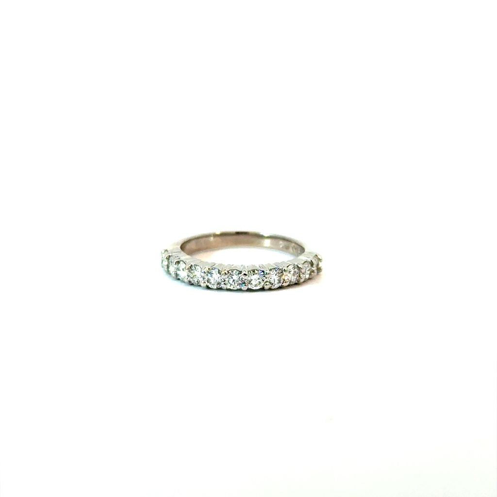 [S09807] 18Kt White Gold Band With (11) Round Diamonds Weighing 0.80cttw