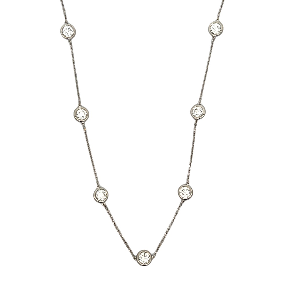14Kt White Gold Diamond By The Inch Necklace With (12) Round Diamonds Weighing 5.00ct 