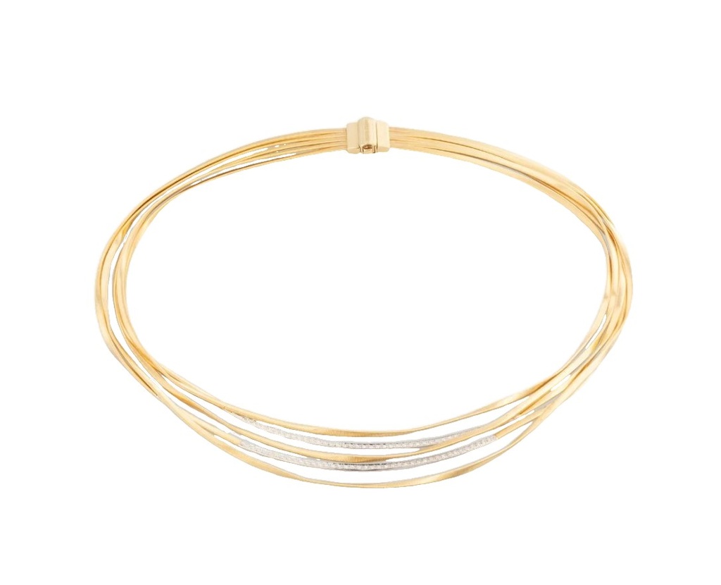 [CG852_B_YW_M5] 18Kt Two Toned Marrakech Diamond Strand Necklace 0.56cttw 16.5" 