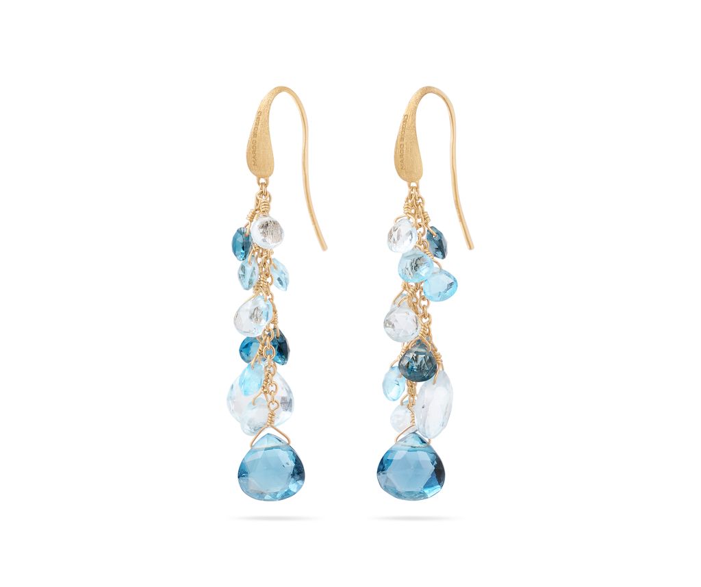 18Kt Yellow Gold Paradise Blue Topaz Dangle Earrings