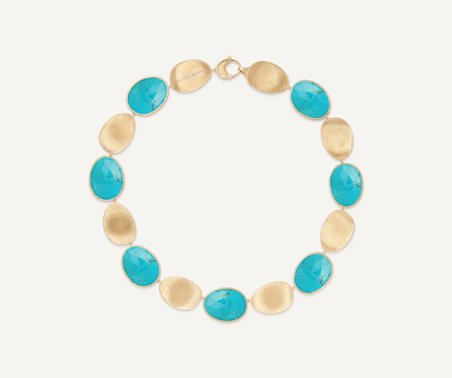 18Kt Yellow Gold Lunaria Turquoise Collar Necklace 17.75" 