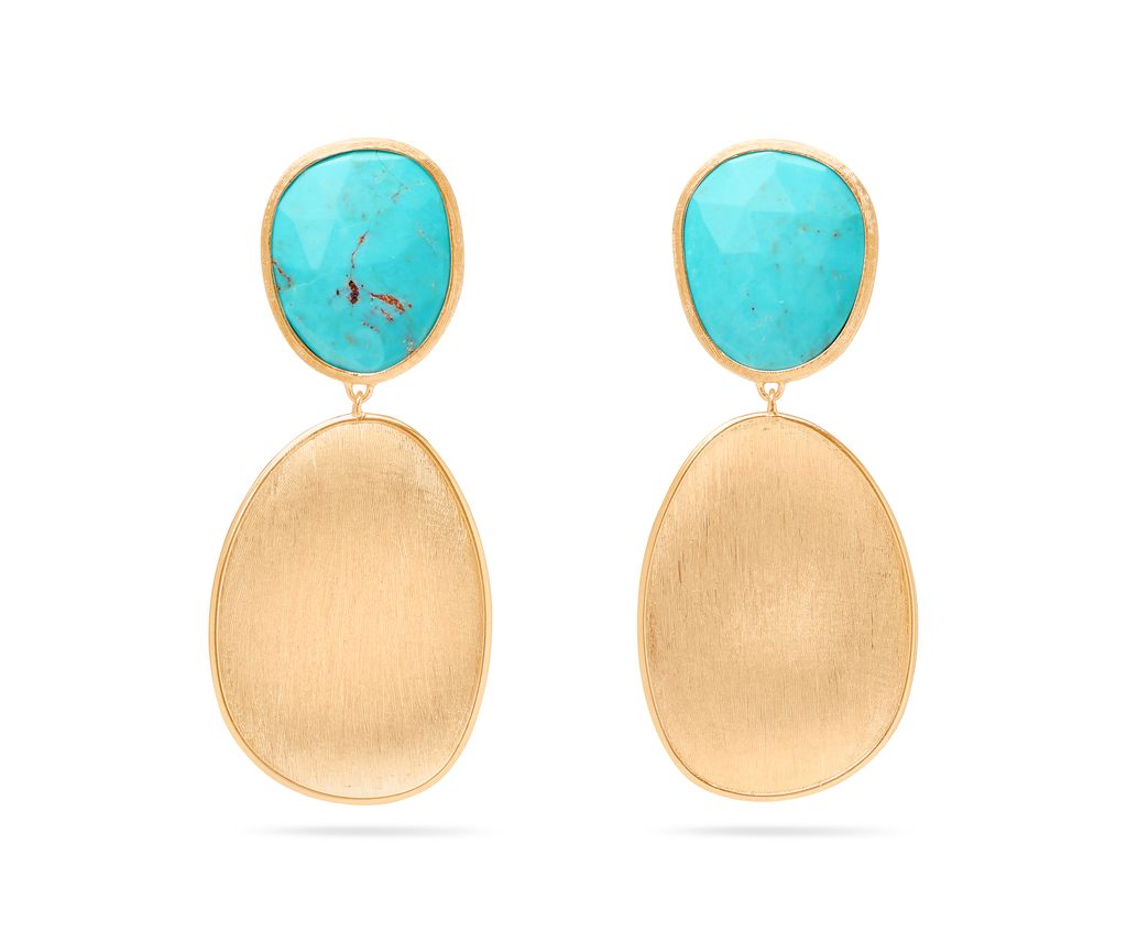 18Kt Yellow Gold Lunaria Turquoise Drop Earrings