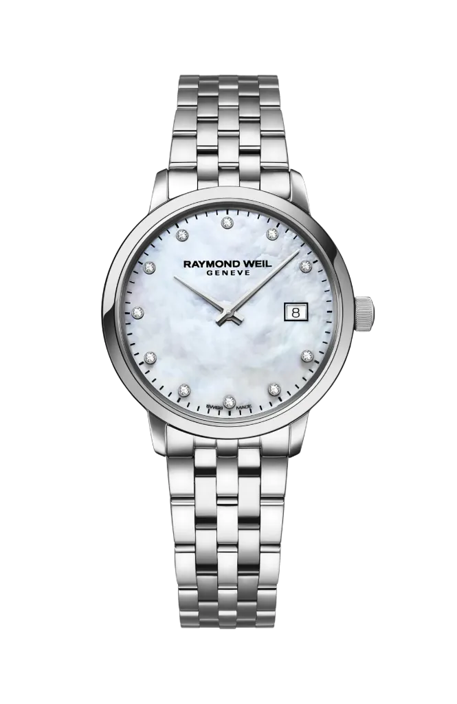 [5985-ST-97081] Raymond Weil 29mm Toccata Mother Of Pearl Dial Watch With (11) Round Diamonds Weighing 0.03cttw and a Stainless Steel Strap