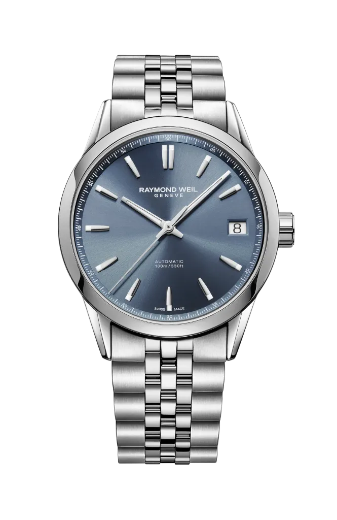 [2741-ST-50001] Raymond Weil 42mm Freelancer Blue Dial Automatic Watch With A Stainless Steel Strap