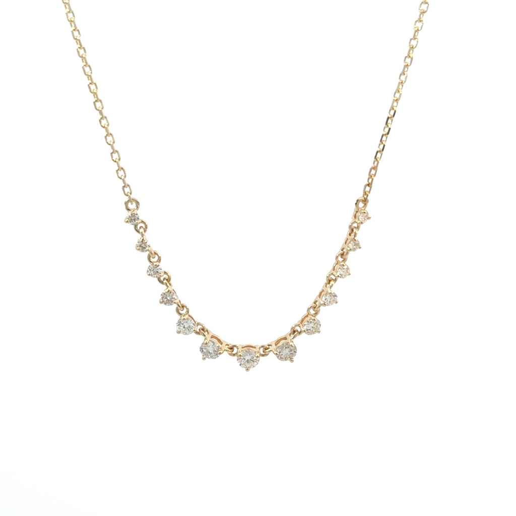 [NDD7157B-307] 14Kt Yellow Gold Necklace With (13) Round Diamonds Weighing 0.75cttw