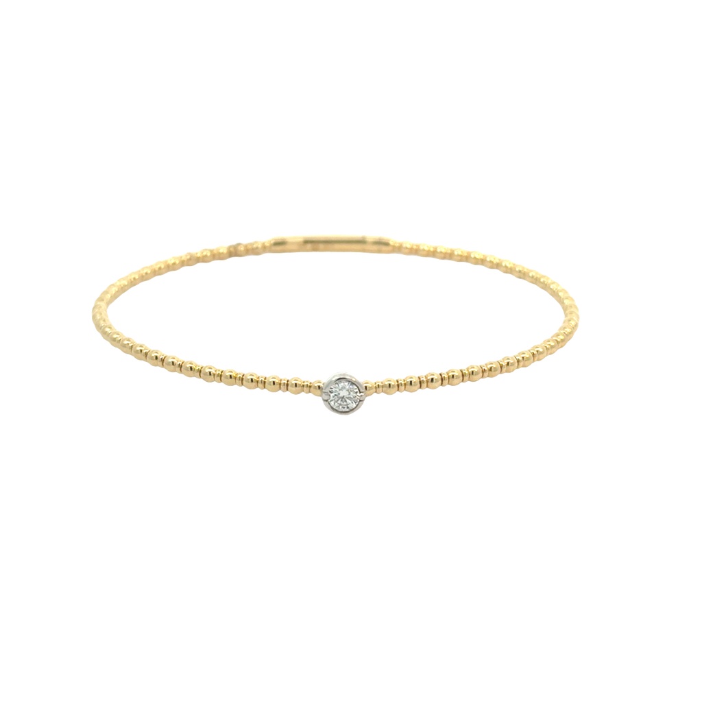 [BDD4638.020-353] 14Kt Two Toned Bangle With A Round Diamond Weighing 0.21cttw