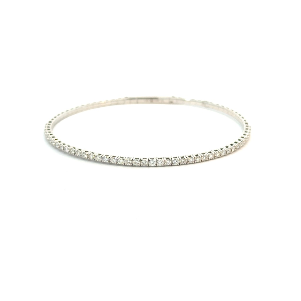 [BDD4442-2564] 14Kt White Gold Flexi Bangle With (41) Round Diamonds Weighing 1.00cttw