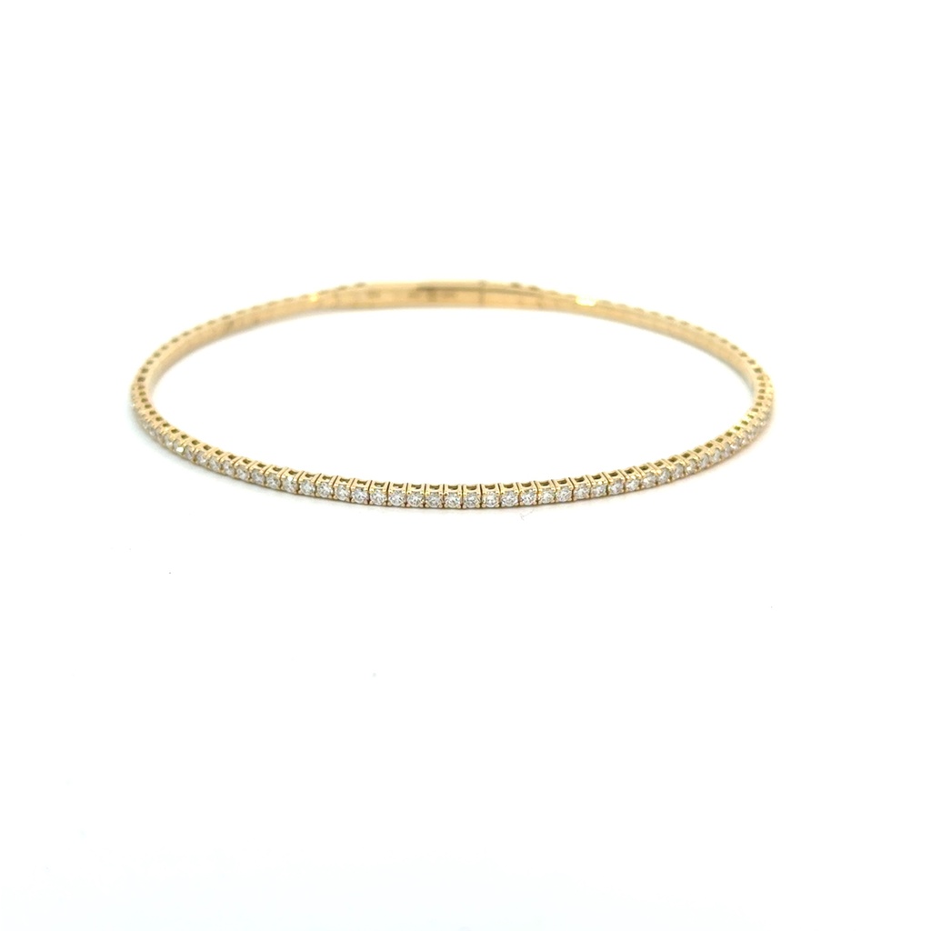 [BDD5313-430] 14Kt Yellow Gold Flexi Bangle With (53) Round Diamonds Weighing 0.75cttw