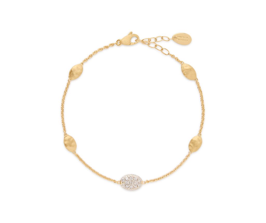 [BB2943_B_YW_Q6] 18Kt Two Toned Siviglia Small Bead Diamond Bracelet 0.17cttw