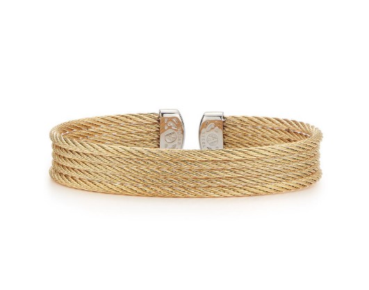 Stainless Steel Carnation Nautical Cable 5 Row Cuff Bracelet sz6.25