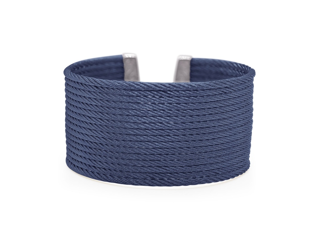 Stainless Steel Blueberry Nautical Cable Sixteen Row Cuff Bracelet Sz6.25
