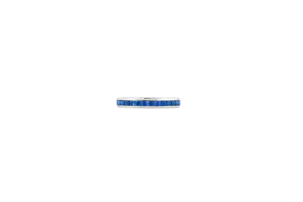 [R6051-S] 18Kt White Gold Channel Set Band With (30) Round Sapphires Weighing 1.12cttw