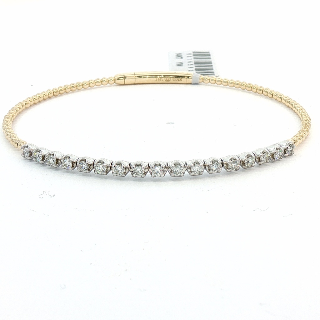[BDD4664-363] 14Kt Two Toned Bangle With (17) Round Diamonds Weighing 0.48cttw