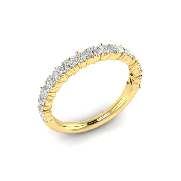 [VW51094-YG] 14Kt Yellow Gold Band with (33) Round And Marquise Diamonds Weighing 0.53cttw