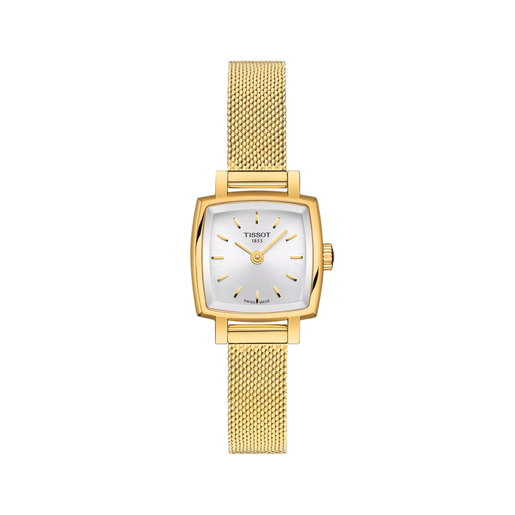 [T058.109.33.031.00] 20mm Lovely Square Silver Dial Gold Tone Watch With A Stainless Steel Strap