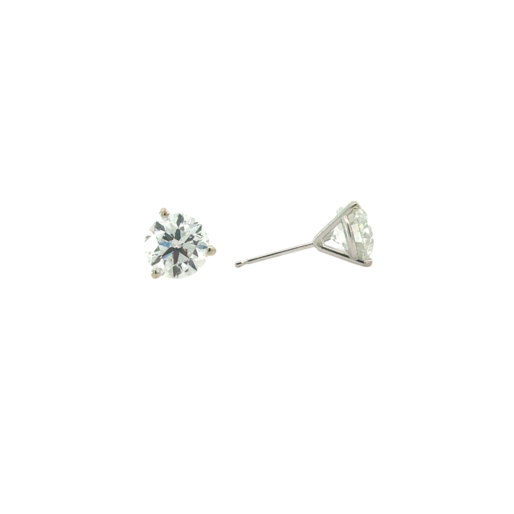 [S17903] Round Brilliant Cut Diamond Studs 3.00cttw I/SI2 GIA1548730691 GIA2537945045 14Kt White Gold