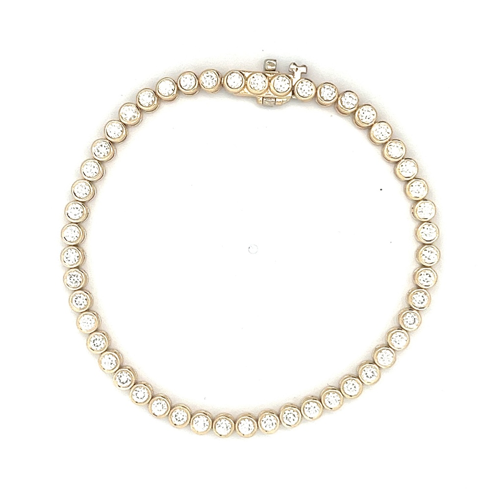 14Kt Yellow Gold Bezel Set Tennis Bracelet With (47) Round Diamonds Weighing 2.98cttw