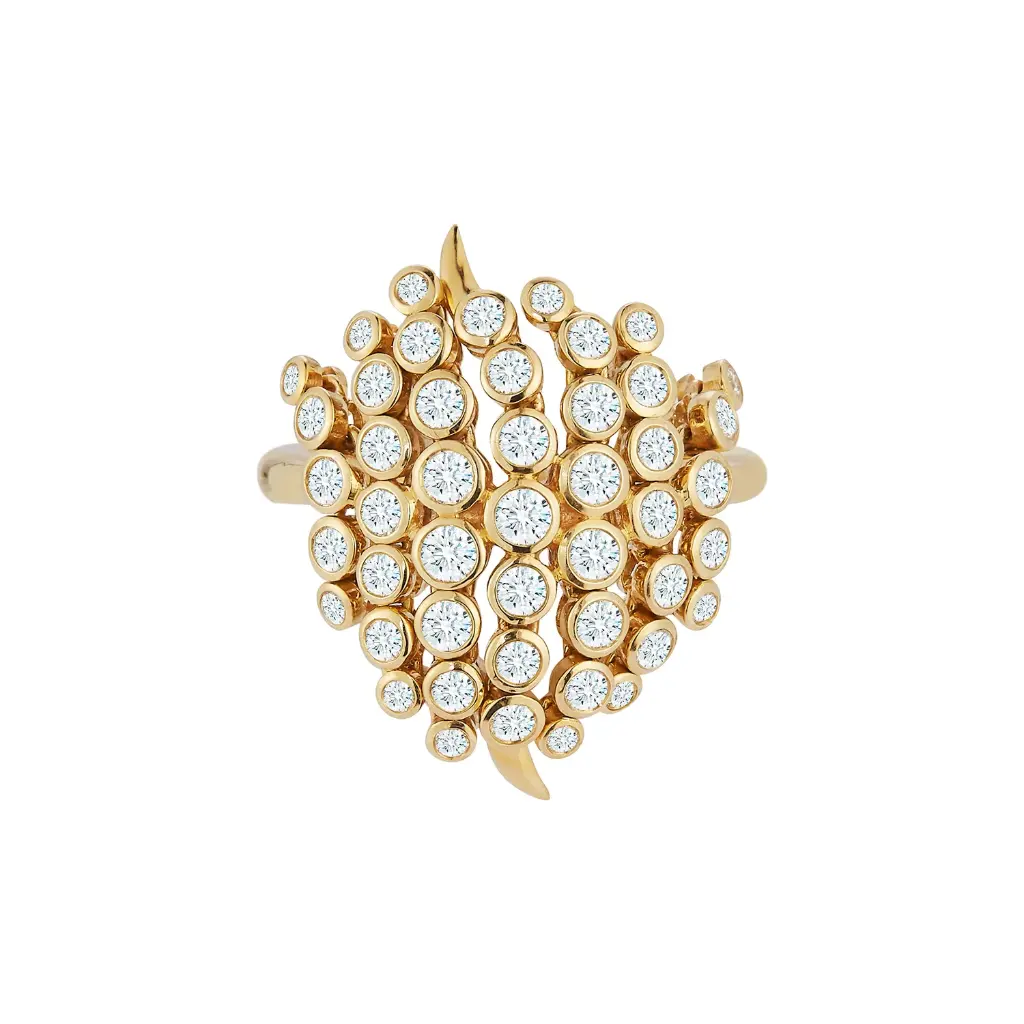 [RG8DI1020-7.0] 18Kt Yellow Gold Diamond Baby Fringe Ring 1.18cttw Sz7
