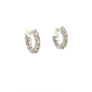 [E069-50-10-W_80] 14Kt White Gold Hoops With (10) Round Diamonds Weighing 0.50cttw