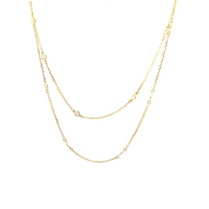 [C1-30-Y_312] 14Kt Yellow Gold Diamond By The Inch Necklace With (12) Round Diamonds Weighing 0.30cttw