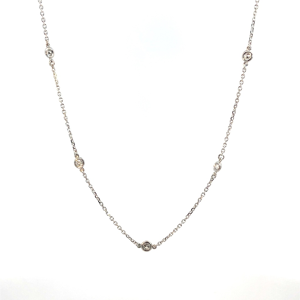 [C1-40-W-335] 14Kt White Gold Diamonds By The Inch Necklace With (12) Round Diamonds Weighing 0.41cttw