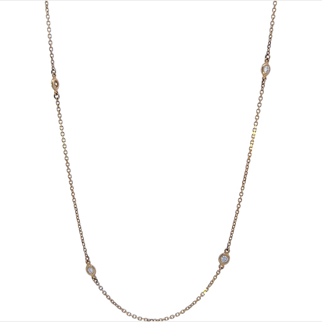 [C1-40-Y_219] 14Kt Yellow Gold Diamond By The Inch Necklace With (12) Round Diamonds Weighing 0.40cttw