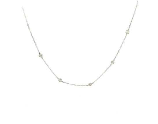 [C1-130-W_524] 14Kt White Gold Diamonds By The Inch Necklace With (12) Round Diamonds Weighing 1.25cttw