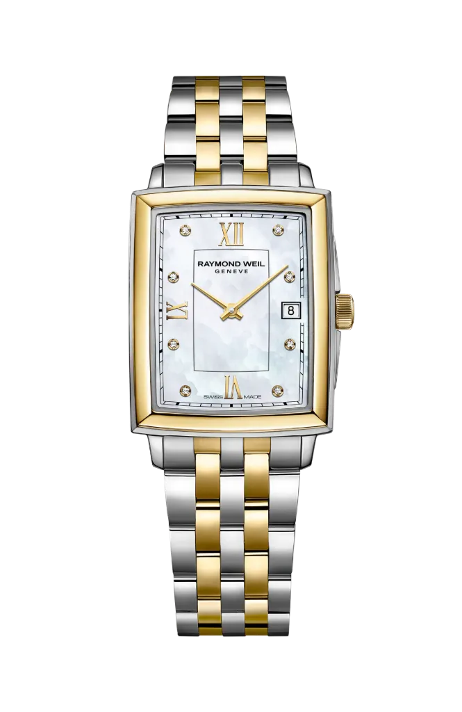 Raymond Weil 22x28mm Toccata Mother Of Pearl And Diamond Dial Watch With A Two Toned Stainless Steel Strap
