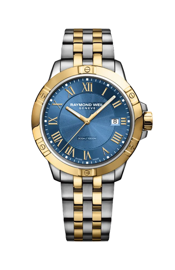 41mm Tango Blue Dial Quartz Watch With a Two Toned Band