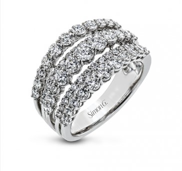 [LR2622] 18Kt White Gold Five Row Band With (65) Round Diamonds Weighing 1.98cttw