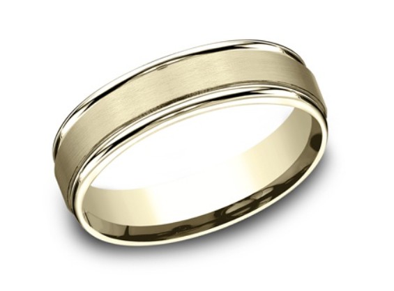 [RECF7602S14KY10] 14Kt Yellow Gold 6mm Comfort Fit Satin Center Band Sz10