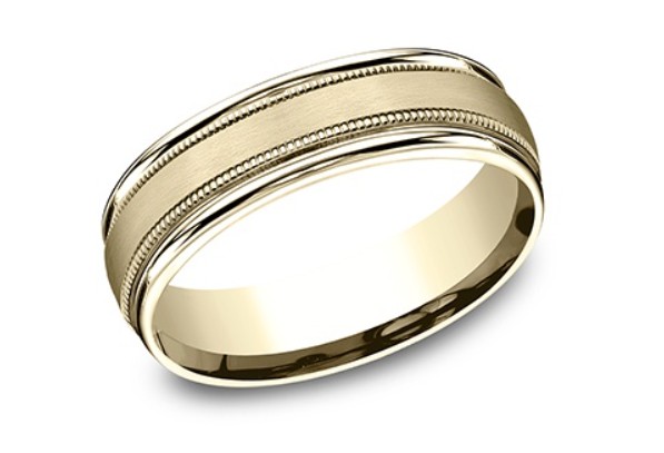 [RELCF76501S14KY10] 14Kt Yellow Gold 6mm Milgrain Cut Out Light Comfort Fit Band Sz10