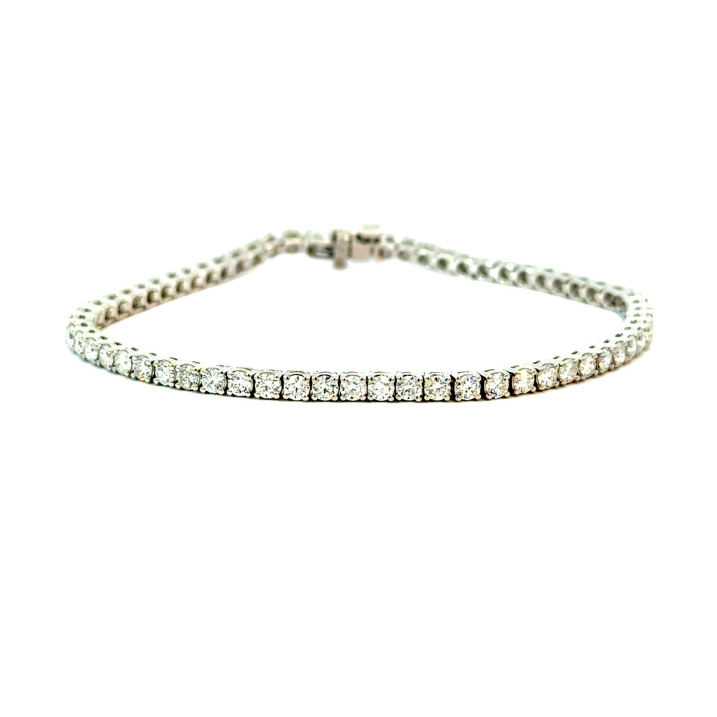 [SB845-300-W_25] 14Kt White Gold Tennis Bracelet With (69) Round Diamonds Weighing 3.02cttw