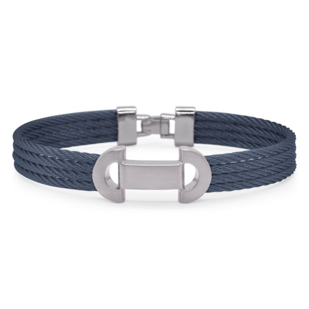 [04-88-3381-00] Blueberry Nautical Cable Bracelet With Stainless Steel Buckle Sz8