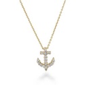 [001629AYCHX0] 18Kt Yellow Gold Tiny Treasures Anchor Necklace With (17) Round Diamonds Weighing 0.15cttw