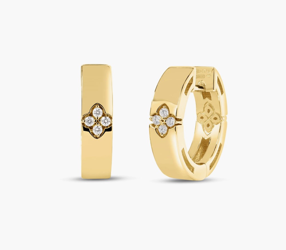 [7773860AYERX] 18Kt Yellow Gold Love In Verona Diamond Hoops 0.03cttw