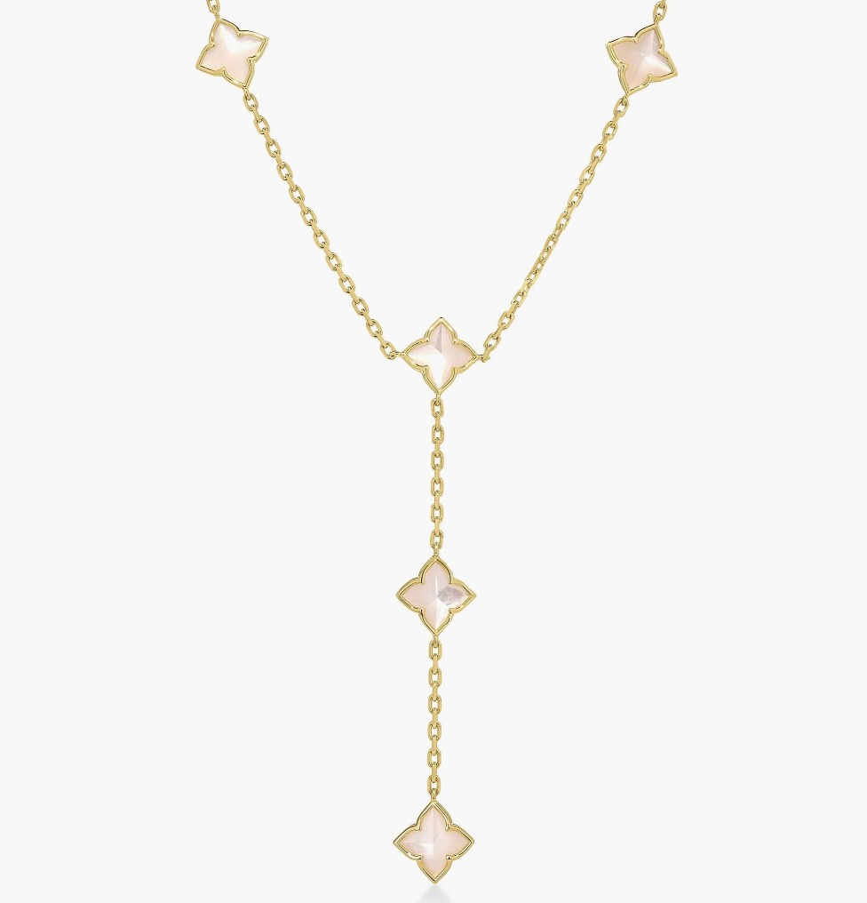 [7773882AY17M] 18Kt Yellow Gold Venetian Princess Mother Of Pearl Lariat Necklace 16-17"